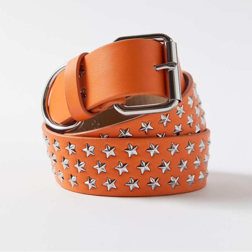 Metal Star Silver Studded Stud  Orange Belt Urban Outfitters NWOT